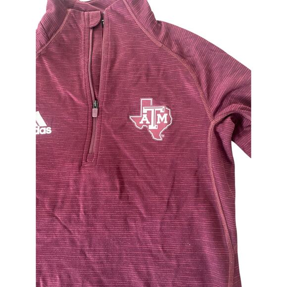 Adidas Maroon Burgundy ATM Aggies Pullover Quarter Zip Top Youth Size Small - Picture 4 of 6